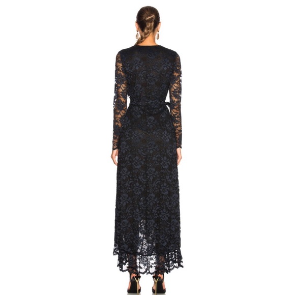 GANNI FLYNN RUFFLE-TRIMMED LACE MAXI WRAP DRESS - Picture 4 of 7